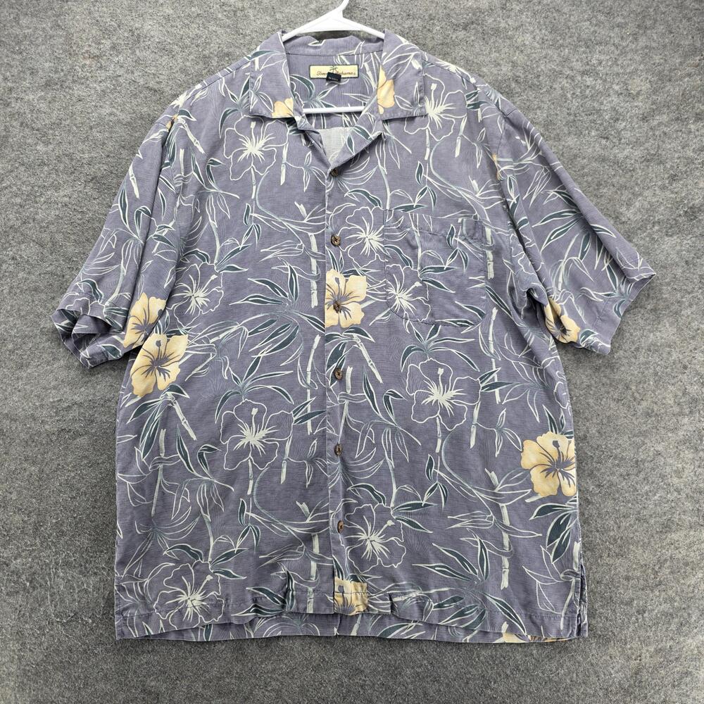 Tommy Bahama Shirt Mens M Purple Floral Short Sleeve Button Up Relaxed Fit